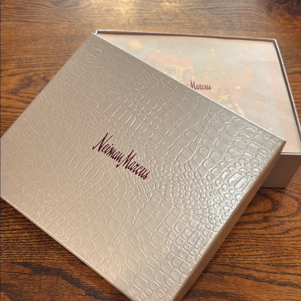 Neiman Marcus Crocodile-Embossed Cream Box